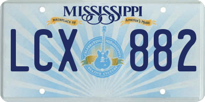 MS license plate LCX882