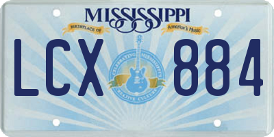 MS license plate LCX884