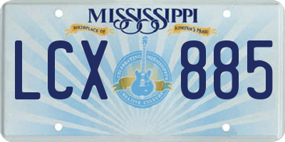 MS license plate LCX885