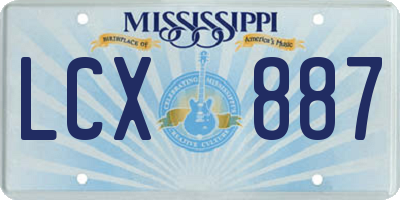 MS license plate LCX887