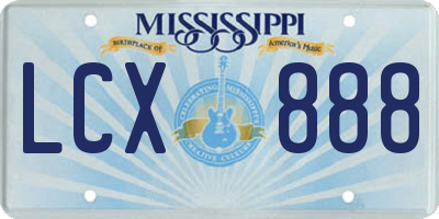 MS license plate LCX888
