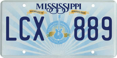 MS license plate LCX889