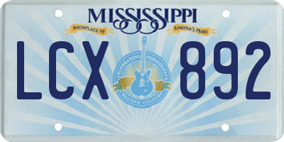 MS license plate LCX892