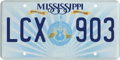 MS license plate LCX903