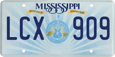 MS license plate LCX909