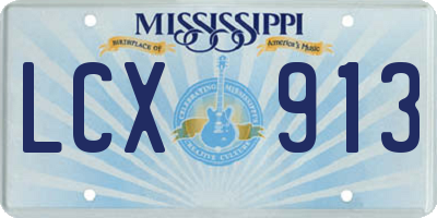 MS license plate LCX913