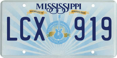 MS license plate LCX919