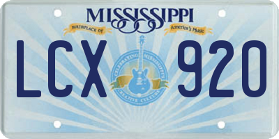 MS license plate LCX920