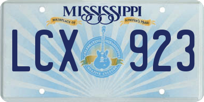 MS license plate LCX923