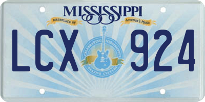 MS license plate LCX924