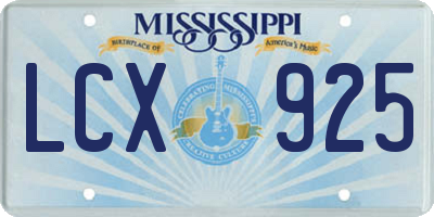 MS license plate LCX925