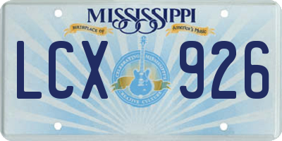 MS license plate LCX926