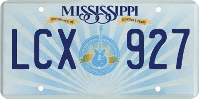 MS license plate LCX927