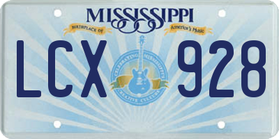 MS license plate LCX928