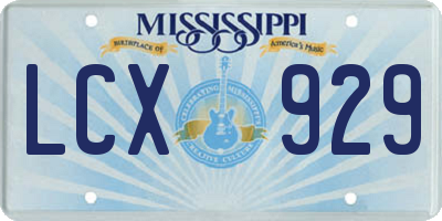MS license plate LCX929