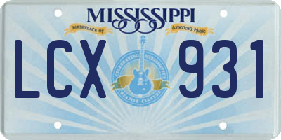 MS license plate LCX931