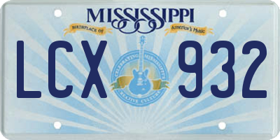 MS license plate LCX932