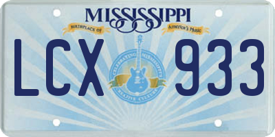 MS license plate LCX933