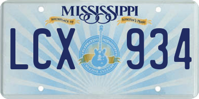 MS license plate LCX934