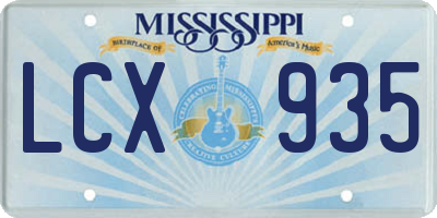 MS license plate LCX935