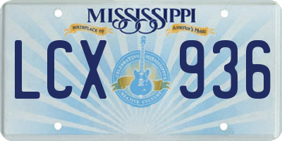 MS license plate LCX936