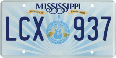MS license plate LCX937
