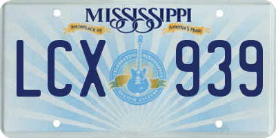 MS license plate LCX939