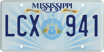 MS license plate LCX941