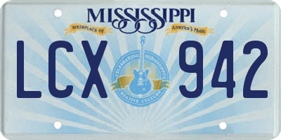 MS license plate LCX942