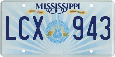 MS license plate LCX943