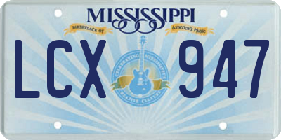 MS license plate LCX947