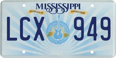 MS license plate LCX949