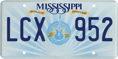 MS license plate LCX952