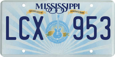 MS license plate LCX953