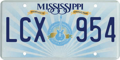 MS license plate LCX954
