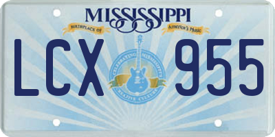 MS license plate LCX955