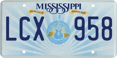 MS license plate LCX958