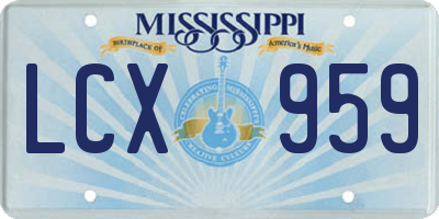 MS license plate LCX959