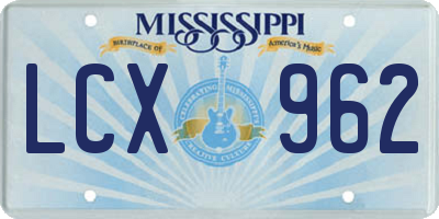 MS license plate LCX962