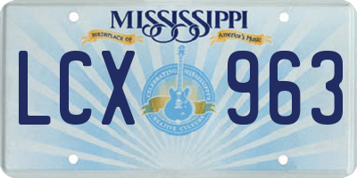 MS license plate LCX963