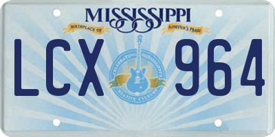 MS license plate LCX964