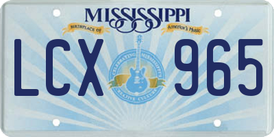 MS license plate LCX965