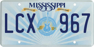 MS license plate LCX967