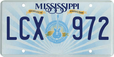 MS license plate LCX972