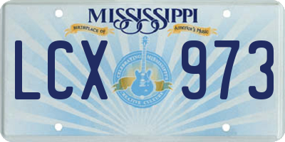 MS license plate LCX973