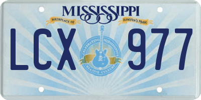 MS license plate LCX977