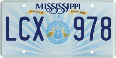 MS license plate LCX978