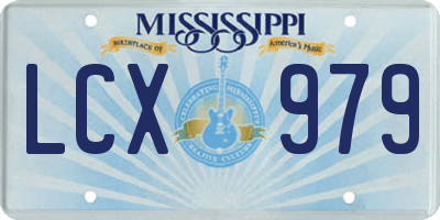 MS license plate LCX979