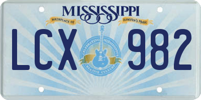 MS license plate LCX982