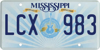 MS license plate LCX983